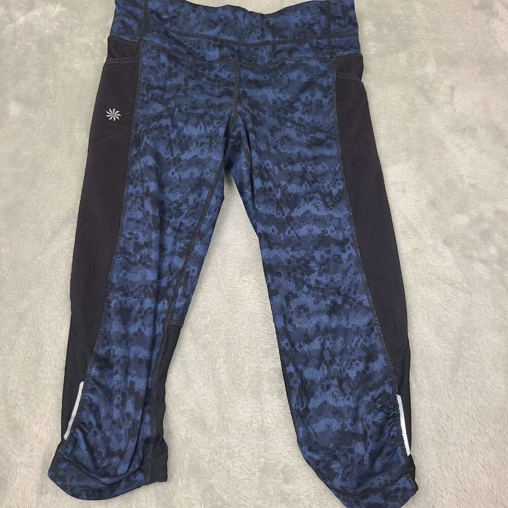 Athleta Blue Dapple Be Free Knicker Tight Yoga Fitness‎ Pant #597200 Size XS